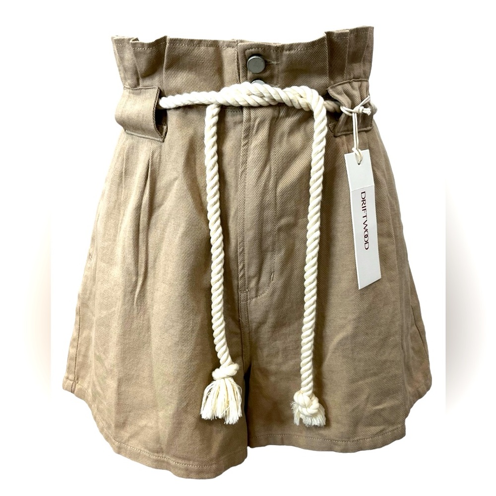 Driftwood Veronica Paperbag Linen Blend Rope Belt Shorts NWT 29 - Picture 2 of 10